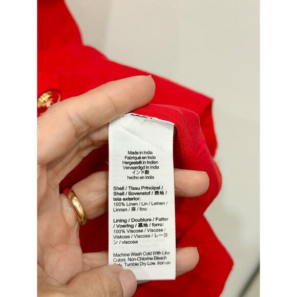 NWT J. Crew Claudia Linen Sleeveless Button Front Tank Shift Mini Dress Red XS - Picture 6 of 6